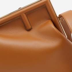 Pre Owned Fendi Brown Leather Small Fendi First Clutch