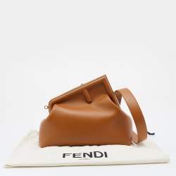 Pre Owned Fendi Brown Leather Small Fendi First Clutch