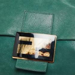 Pre Owned Fendi Metallic Green Nubuck Leather Mama Baguette Shoulder Bag
