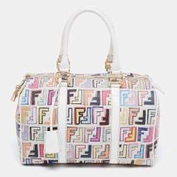 Fendi White Zucca Spalmati Forever Boston Bag Multiple colors