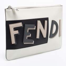 Pre Owned Fendi Multicolor Leather Logo Flat Pouch 