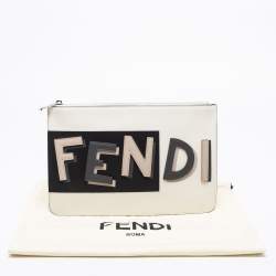 Pre Owned Fendi Multicolor Leather Logo Flat Pouch 
