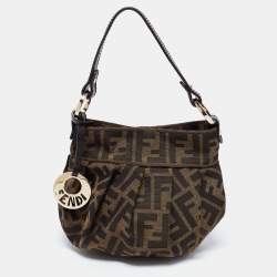 Pre Owned Fendi Tobacco Zucca Canvas and Leather Mini Chef Bag