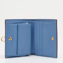 Pre Owned Fendi Grey/ Light Blue Leather By The Way Bifold Wallet