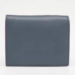 Pre Owned Fendi Grey/ Light Blue Leather By The Way Bifold Wallet