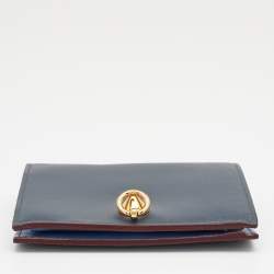 Pre Owned Fendi Grey/ Light Blue Leather By The Way Bifold Wallet