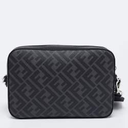 Pre Owned حقيبة فندي كاميرا جلد وكانفاس زوكا رصاصي/أسود مقوى