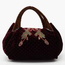 Pre Owned Fendi Multicolor Embroidered Velvet And Foil Leather Spy Bag