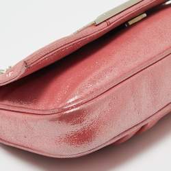 Pre Owned Fendi Pink Iridescent Mia Pochette Bag