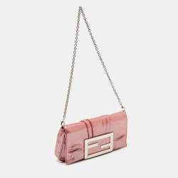 Pre Owned Fendi Pink Iridescent Mia Pochette Bag