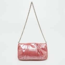 Pre Owned Fendi Pink Iridescent Mia Pochette Bag