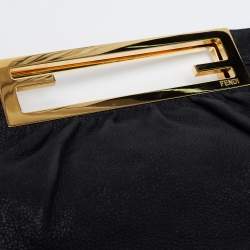 Pre Owned Fendi Black Leather Cutout Handle Clutch