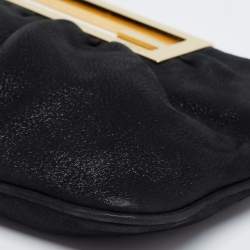 Pre Owned Fendi Black Leather Cutout Handle Clutch