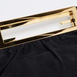 Pre Owned Fendi Black Leather Cutout Handle Clutch