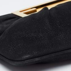 Pre Owned Fendi Black Leather Cutout Handle Clutch