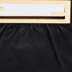 Pre Owned Fendi Black Leather Cutout Handle Clutch