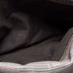 Pre Owned Fendi Black/Grey Lizard Embossed Leather Flap Clutch