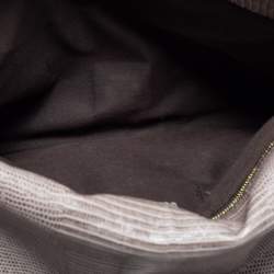 Pre Owned Fendi Black/Grey Lizard Embossed Leather Flap Clutch