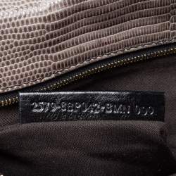Pre Owned Fendi Black/Grey Lizard Embossed Leather Flap Clutch