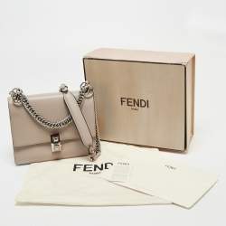 Pre Owned Fendi Grey Leather Small Kan I Shoulder Bag