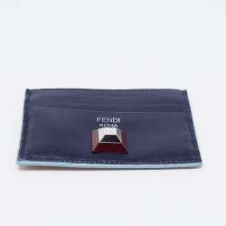 Pre Owned Fendi Multicolor Leather Rainbow Stud Card Holder