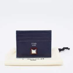 Pre Owned Fendi Multicolor Leather Rainbow Stud Card Holder