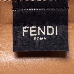 Pre Owned Fendi White/Light Brown Plastic and Leather Small Basket Tote