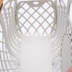 Pre Owned Fendi White/Light Brown Plastic and Leather Small Basket Tote