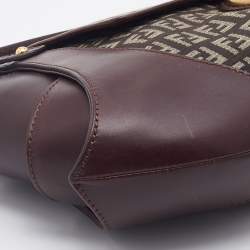 Pre Owned Fendi Brown/Tobacco Zucchino Canvas and Leather Borsa Tuc Hobo