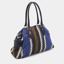 Pre Owned Fendi Multicolor Pequin Canvas and Leather Medium Chef De Jour Tote