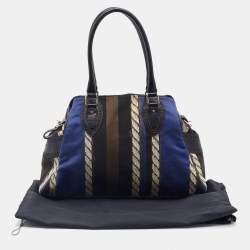 Pre Owned Fendi Multicolor Pequin Canvas and Leather Medium Chef De Jour Tote
