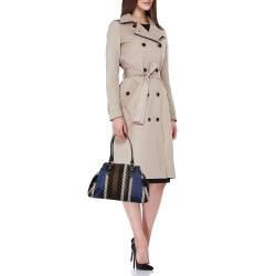 Pre Owned Fendi Multicolor Pequin Canvas and Leather Medium Chef De Jour Tote