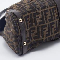 Pre Owned Fendi Tobacco Zucca Canvas and Leather Magic Top Handle Bag