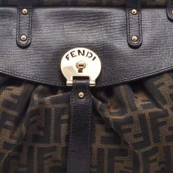 Pre Owned Fendi Tobacco Zucca Canvas and Leather Magic Top Handle Bag