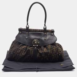 Pre Owned Fendi Tobacco Zucca Canvas and Leather Magic Top Handle Bag