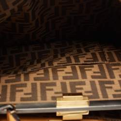 Pre Owned Fendi Brown Leather Large Peekaboo Top Handle Bag
