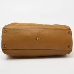Pre Owned Fendi Brown Leather Large Peekaboo Top Handle Bag