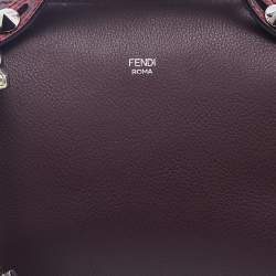 Pre Owned Fendi Burgundy/Beige Snakeskin And Leather By The Way Shoulder Bag