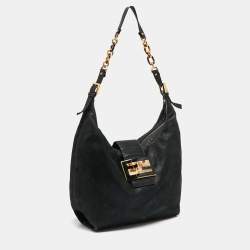 Pre Owned Fendi Black Metallic Leather Mama Forever Hobo