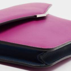 Pre Owned Fendi Fuchsia/Blue Leather Flap Chain Clutch