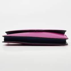 Pre Owned Fendi Fuchsia/Blue Leather Flap Chain Clutch