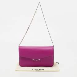 Pre Owned Fendi Fuchsia/Blue Leather Flap Chain Clutch