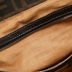 Pre Owned Fendi Tobacco Zucca Canvas And Leather Medium Linda Satchel