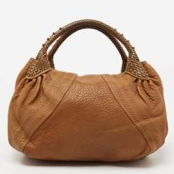 Pre Owned Fendi Brown Pebbled Leather Spy Bag