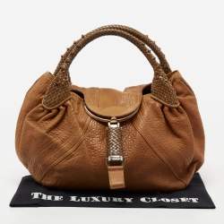 Pre Owned Fendi Brown Pebbled Leather Spy Bag