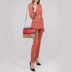 Pre Owned Fendi Multicolor Leather Small Demi Jour Top Handle Bag