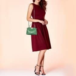 Pre Owned Fendi Green Ostrich Leather Mini Peekaboo Top Handle Bag