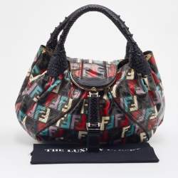 Pre Owned Fendi Multicolor Zucca Print Coated Canvas Spy Hobo Bag