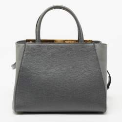 Pre Owned Fendi Grey Saffiano Leather Small 2Jours Tote