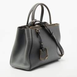 Pre Owned Fendi Grey Saffiano Leather Small 2Jours Tote